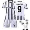 22-23 Juve Home Jersey Set 7 Vlahovic 10 Dibala مع الجوارب