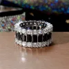 Bands Huitan Persoonlijkheid Black CZ Wedding Rings For Women Bling Bling Gorgeous nieuw ontworpen accessoires Hoogwaardige mode -sieraden
