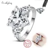 Klusterringar Moissanite kan klara test 925 Sterling Silver Big Heart Ring Wedding för par Brudsmycken Partihandel