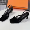 square toe women high heel sandals runway designer top quality genuine leather ankle buckle strap metal button decor summer female party dress sandals