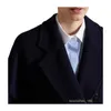 Manteau de manteau en cachemire manteau de luxe Max Maras Womens Navy Blue Wool Cashmere Beaver Double Breasted Coat