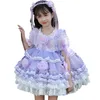 Kids stereo flowers weddings dresses summer girls tiered lace embroidery cake dress lolita children gauze puff sleeve princess clothing Z7843
