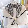 Cravat Striped Scarf French Hairband Small Womens Fashion Tie New Decorative Square Summer Versatile 231015ドロップ配達アクセサリーDHG16