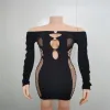 Nowy projektant Sexy Hollow Out Dress Woman Off Mini sukienki Summer Bodycon Siatka Przejrzyj przez sukienkę nocną noszenie hurtowe ubrania