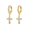Oorbellen Koreaanse roestvrijstalen kristal zirkoon bliksemkruis oorbellen voor vrouwen goud kleur kraakbeen oorbellen piercing sieraden nieuw