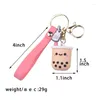 Keychains Cute Boba Milk Tea Keychain For Women Silicone Bubble Key Chains Motorcycle Car Keyring Accessories Kawaii Handbags