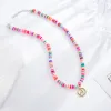 Collane Zclcdsel perle colorate argilla collana a ciondolo per collo iniziale per donne fatte a mano Boho Letter Chokker Nebrace Regali