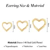 Clips 12/14 / 16 mm Fashion Smooth Gold Color Love Heart Hoop Boucles d'oreilles Simple mignon cercle de cœur Piercing Boucle d'oreille Boucle Boucle de boucle