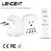 Chargers Lencent Us to Eu Travel Adapter with 2 Ac Outlet 3 Usb and 1 Type C Power Adapter Overload Protection 6in1 Charger for Travel