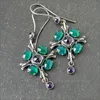 Dangle żyrandol Vintage Geometry Green Purple Stone Kolczyki Złoty srebrny kolor dla kobiet biżuteria zaręczynowa ślubna H240423