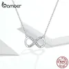 Colares Bamoer Infinity Love Family Forever Short Chain Colar para Mulheres Clear CZ 925 Sterling Silver Fashion Jewlery SCN352