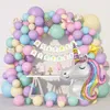 147 st Unicorn Birthday Balloons Arch Garland Kit Happy Birthday Banner for Girls Unicorn Birthday Party Decorations Baby Shower 240411