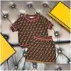 Conjuntos de ropa Falda de diseño para niñas para niñas y O Camiseta de cuello Ropa para bebés Niños de chándal Fl Letter Traje de verano Top Tees Drop otb98