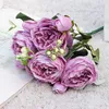 Belle rose pivoine des fleurs de soie artificielle petit bouquet flres à la maison fête de printemps de printemps décoration fausse fleur 240422