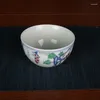 Dekorative Figuren Chinese Blau und weißes Porzellanfarben -Traubendesign Teetasse 3.1 "