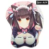 Mus kuddar handled vilar choklad anime 3d bröst handled gel vila stöd spel mus dyna kiseldioxid gel 2way tyg cosplay stor storlek 33*27*2,8 cm y240423