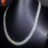 2024 New Arrival Fashion Jewelry 925 Sterling Silver 10mm Two Rows Iced Out Vvs Moissanite Diamonds Hiphop Men Cuban Link Chain