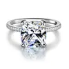 Anneaux Fine Promise Ring 925 Sterling Sier Cushion Cut 7mm 5a Zircon CZ Engagement Band For Women Jewelry Drop Livrot Otltr