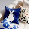 Pillow Cartoon Blue Embroidered Pastoral Floral Cover For Sofa Bedroom