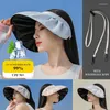Berets Gradient Empty Top Hat For Women With Large Brims Summer UV Protection UPF50 4colors Sun Shading Folding