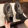 Chunky platforma Oxfords Buty dla kobiet gotyckie grube dolne mokasyna Kobieta Patent Skórzowa podwójna klamra Mary Jane Buty 240419