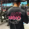 Anti cardio män t-shirt sommar avslappnad korta ärmar bomull t shirt gym manlig träning träning tee toppar mode kvinnor t shirt 240423