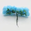 Dekorative Blumen Himmelblau 12pcs 2 cm künstlicher Mini -Schaumrose mit Netz Bouquet Mehrfarbige Hochzeitsheim -Geburtstagsdekoration gefälschter Kranz