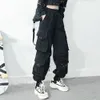 女性のカーゴパンツハーレムパンツファッションパンクポケットチェーン付きジョガーズボン