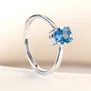 Anelli a grappolo anello di bague in stile semplice 925 anello in argento sterling con topazio blu cielo 6 gioielli di lusso da 8 mm per donne eleganti regalo regalo