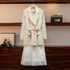 Work Dresses Large Size Women's Clothing 2024 Spring Waist Lace Dress Vest Two-piece Suit Skirt