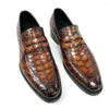 Sapatos de vestido Hongsen homens masculinos Moda Brush Color Crocodile Belly Business Pure Handmade Oyqo