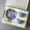 Bone China Kaffeetassen Europäische Vogelmuster Licht Luxus Phnom Penh Nachmittag Tee Tassen Pink Blue Paar Becher Keramik Geschenkbecher 240418