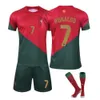 Soccer Portugal Home Away Jersey Set 7 C Ronaldo Adult Print Numéro de chaussette