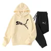 Men's and Women's Hooded Sweatshirt Two Piece Set Couple Jogging Sweatshirt Spring Street Clothing Tracksuit Sportswear Set