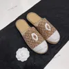 Vrouw Flat Espadrilles Fisherman Slippers 2C Paris Borduurde Tweed Powijnen Slides Dekschoenen Designer Sandalen Sandalen Lambskin Lederen Mule gesloten teen Strandschuif