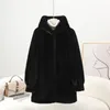 Women's Fur 2024 Autumn/Winter Integrated European Mink Down Eco-friendly Coat Imitation Hooded Young Mid Length