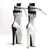 Chaussures de danse Leecabe 20cm / 8inch mette pu supérieur noir avec une tendance de couleur blanche mode High talons