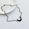 Clips 1 dunkle Krawatte Mädchen Herz Süße kühle Acryl schwarze Mond Halskette Frauen Collarbone Kette Choker Choker Accessoire