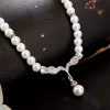 Collane Treazy Elegant SimulatedPearl Set di gioielli da sposa Collana di perle di perle+Orecchini Set di gioielli da sposa per donne