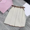 Contrast Color Women Skirt Dress With Belt Letter Luxury Designer Pleated Skirts Summer Elegant Casual Daily Skirts