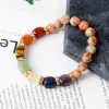 Kamień naturalny Bangle 7 Bracelety czakra reiki leczenie energetyczne hematytu tygrysy oko Elastyczne bransoletki dla kobiet biżuteria jogi dziewcząt