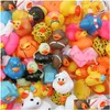 Bath Toys Wholesale Children Bathing Toy Floating Rubber Ducks Squeeze Sound Cute Lovely Duck For Baby Shower 20/50/ Random Styles L Dhxq2
