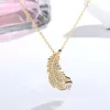 Strängar 2024 Trevlig högkvalitativ fina smycken Set Charm Rose Gold Silver Feather Crystal Fashion Women's Halsband Önhängen Rings armband