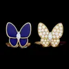 Top Quality Style Fanjia High Version 925 Silver plaqué 18k Clover Emboucle d'oreille Blanc Fritillaria Boucles d'oreilles Blue Jade Chalcedony Black Agate Eart