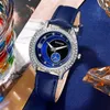 Zegarstki na rękę 6pcs Ustaw luksusowe damskie kwarcowe zegarki dla kobiet magnetyczny zegarek sportowy sukienka sportowa niebieska
