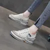 Casual schoenen canvas dames designer niet-lederen luxe platforms wig sneakers mode zwart voor 2024