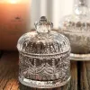 Jars Creative Clear Glass Storage Jar Crown Embossed Glass Crystal Tea Jar Candy Storage Box with Lid Cotton Swab Box Home Decoration