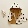 Mäntel Babymädchen Kleidung 05T Baby Coat Frühling und Herbst Mode Girls Windbreaker Polka Dot Doppelte Kapuzenjacke Mädchen Jacke