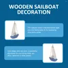 Decorative Figurines Office Decor Boat Model Tabletop Sailboat Vintage Wooden Ornament Interior Decoration Adornment