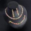 Strängar Weimanjingdian helt ny ankomstuppsättning med 3 kubik zirkoniumre regnbågens färger choker halsband armband och örhängen smycken set